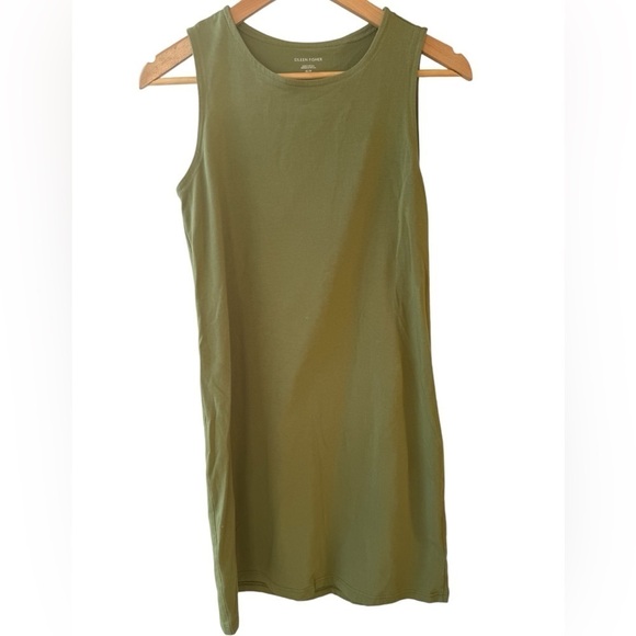 Eileen Fisher Dress Womens XS Green Soft Jersey Knit Sleeveless - Picture 2 of 6